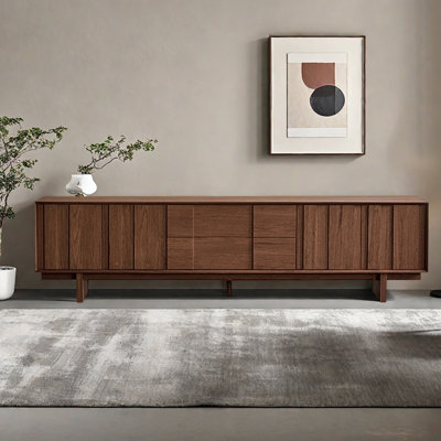 Modern Wood TV Stand with Cabinets, Drawers