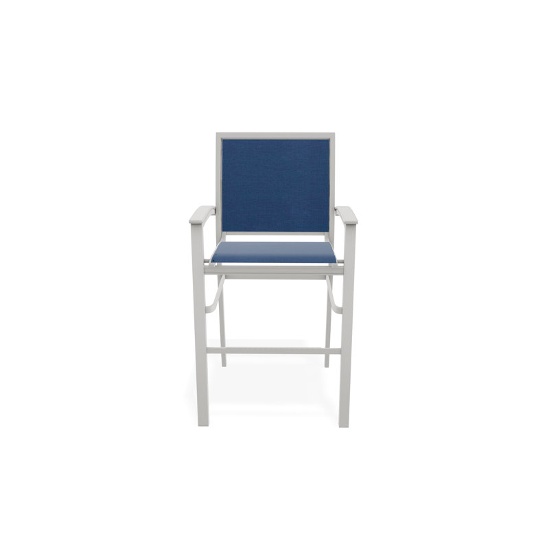 Chaise de café empilable en aluminium Bazza, Neige, Cobalt 35D Sunbrella®