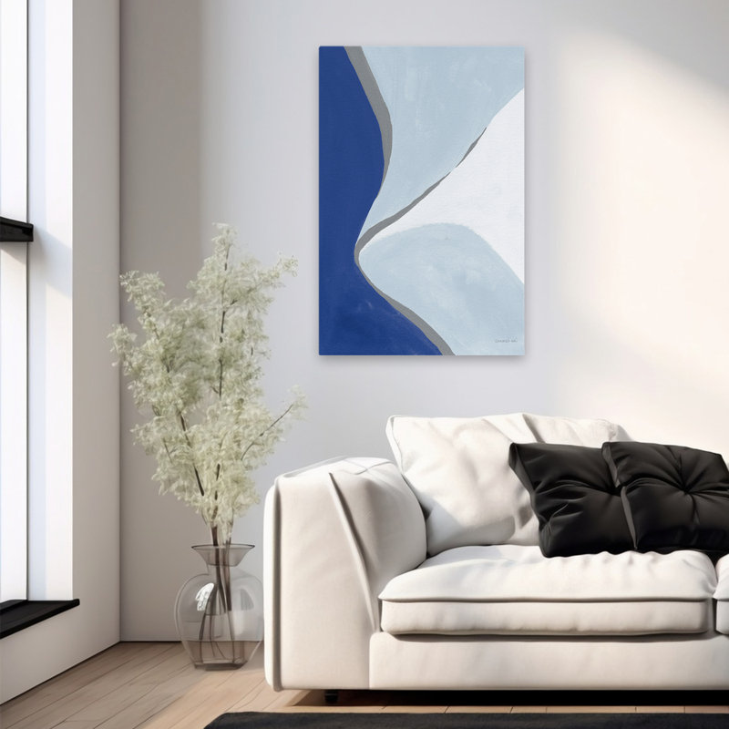 Art abstrait bleu abstrait et abstrait III, H 36 po x l 24 po