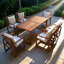 Ensemble de salle à manger de patio 7 pièces 7 pièces Ensemble de mobilier d'extérieur élégant avec coussins amovibles pour patio, cour arrière, bois naturel et coussin brun clair