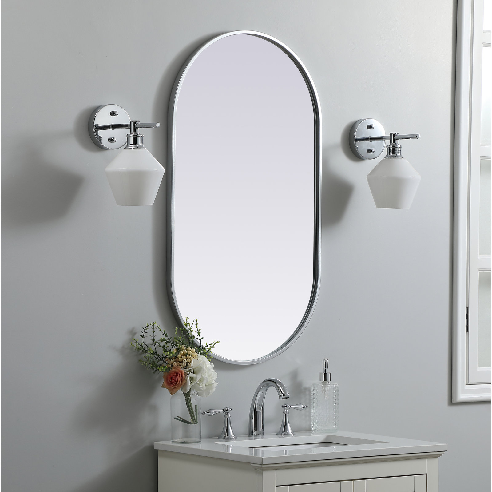 Sabine 30" Accent Mirror, Silver, 36" x 20"