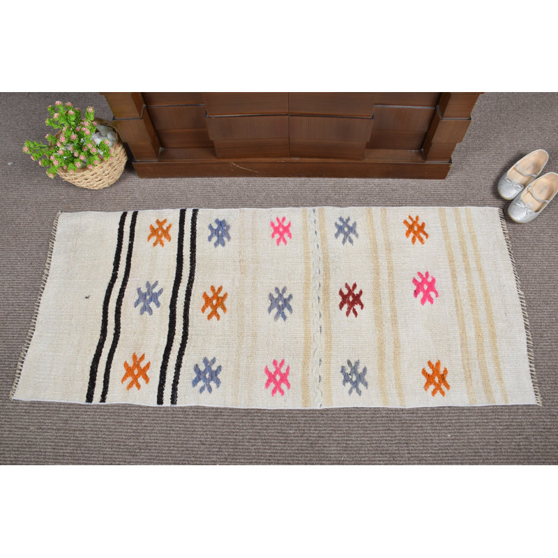 Antique Turkish Beige Oushak Rug Featuring Vintage Patterns Perfect for Entryways