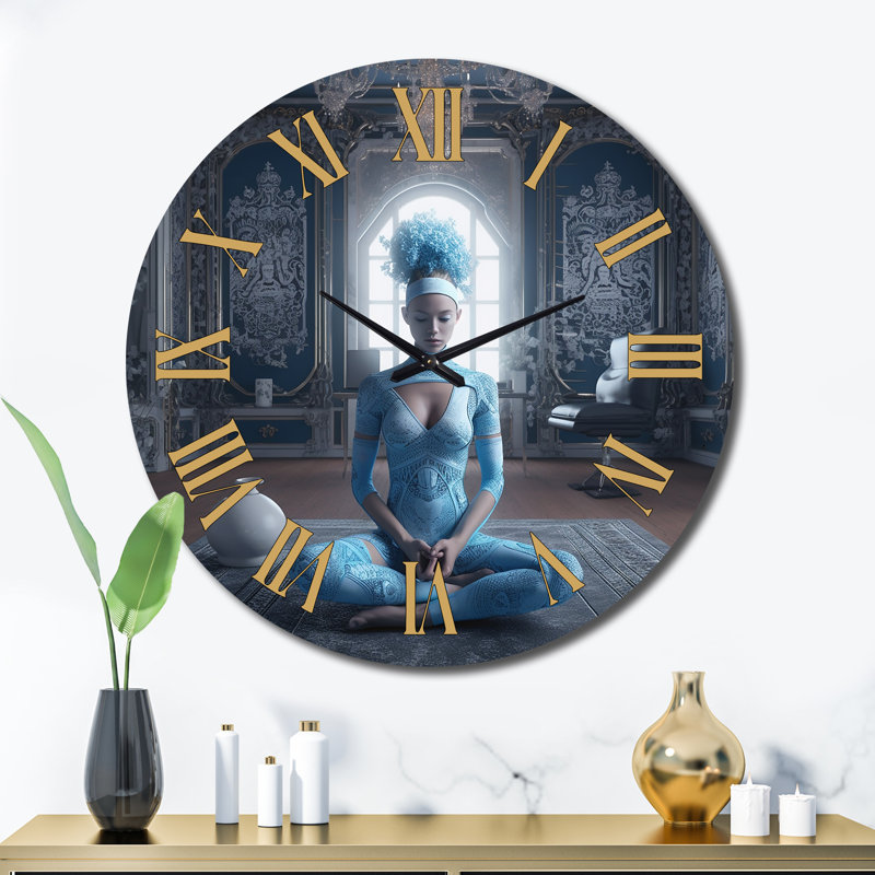 Horloge murale en métal Blue Yogini, Très grand