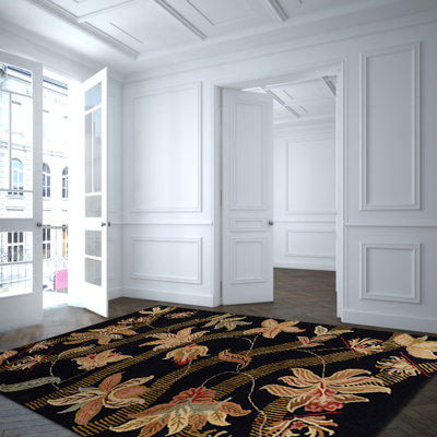 Tapis décoratif en laine Touffeté à la main à motif floral Corbridge