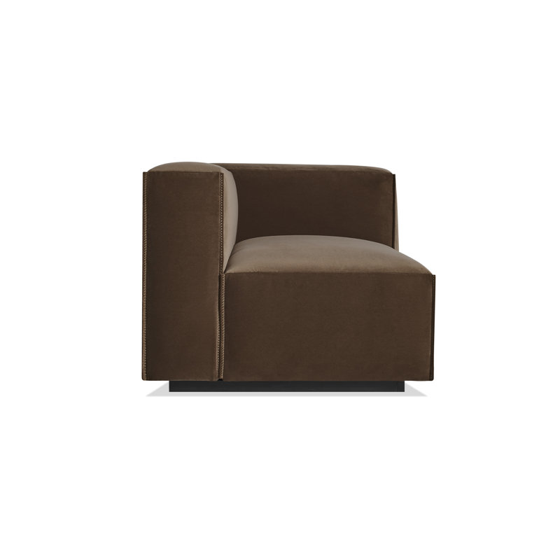 Cleon Chaise Lounge, Coffee Velvet, Right Hand Facing