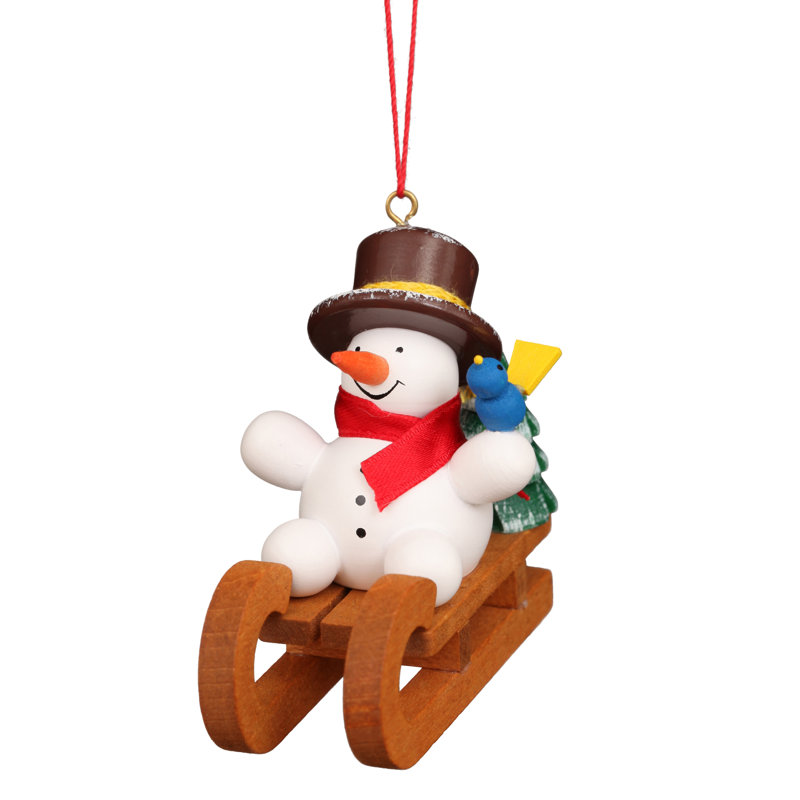 Christian Ulbricht Ornament - Snowman On Sled