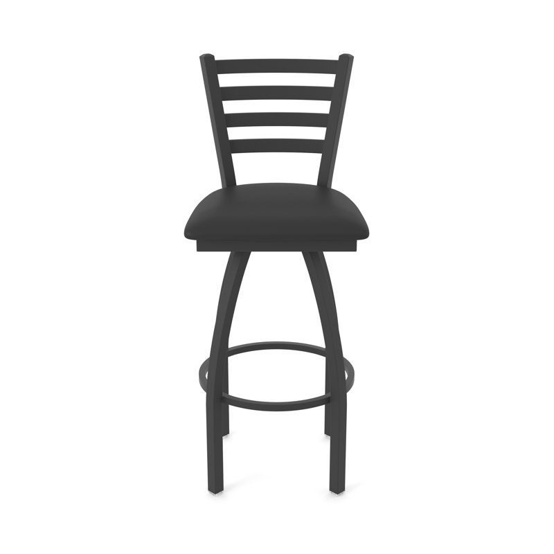 Tabouret pivotant Jackie, Très grand (siège d'une hauteur de 36 po), Vinyle - vinyle noir, Noir froissé