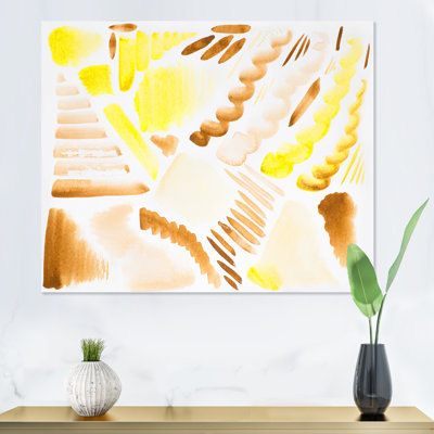 Éléments graphiques rétro en orange et jaune II - peinture sur toile