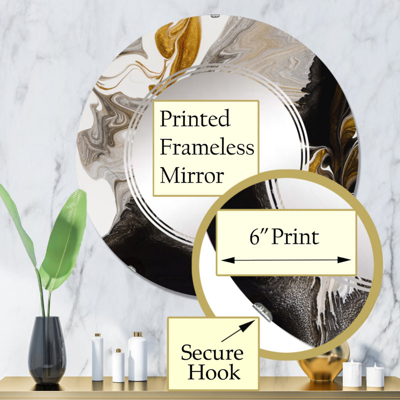 Miroir mural moderne doré et doré IV, 32 po x 32 po