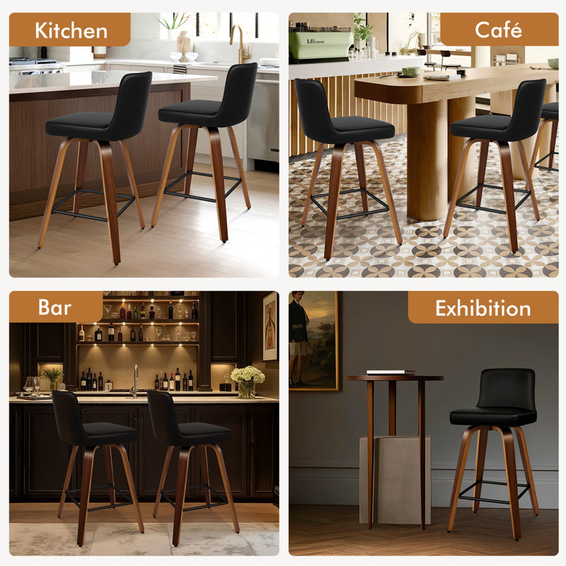 ALFORDSON 2x Swivel Bar Stools Padded Backrest Dining Chair Kitchen