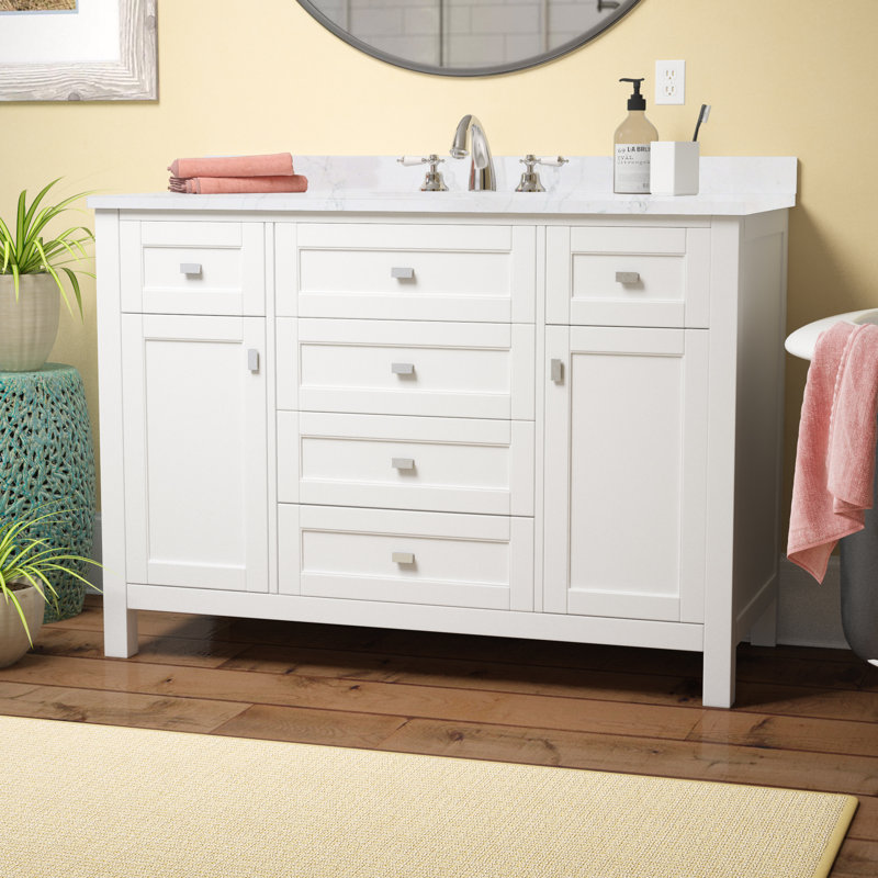 Juniper 48'' Free Standing Single Bathroom Vanity Set with Countertop and Sink, White