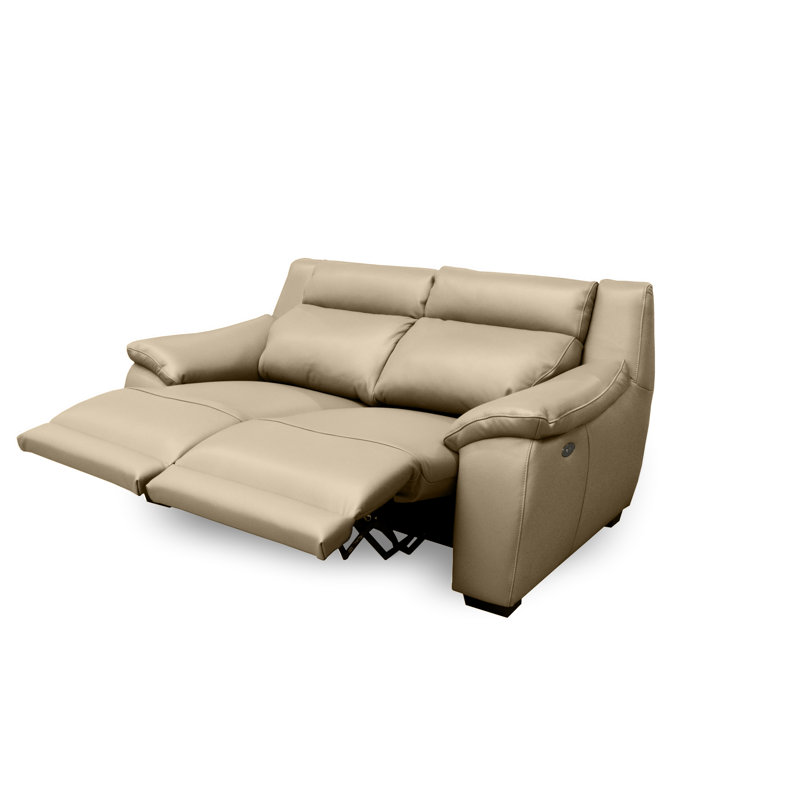 Layahna 169Cm Genuine Leather Pillow Top Arm Reclining Sofa, Beige