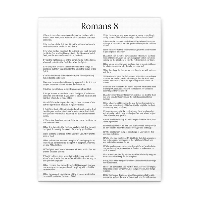 Romains, chap. 8, art mural blanc chrétien, H 14 po x l 11 po
