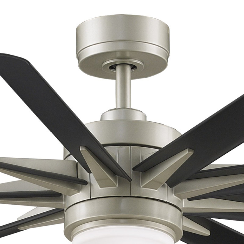 Odyn Indoor/Outdoor Custom Ceiling Fan DC Motor- Brushed Nickel with LED Light Kit, Brushed Nickel