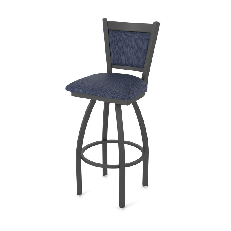 Tabouret pivotant Hadleigh, Étain, Tabouret de bar (siège d’une hauteur de 30 po), Tissu - ancre graphique