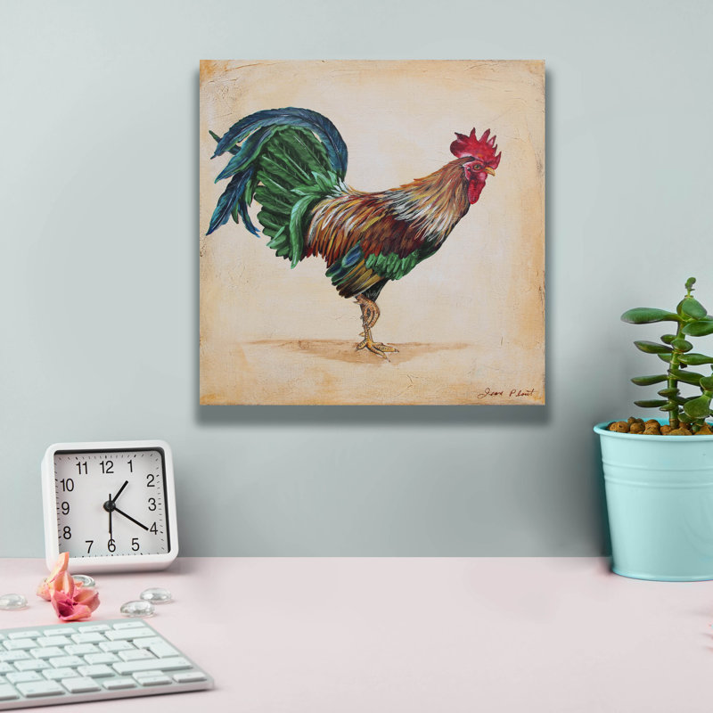 «Rooster-h» par Jean Plout, art mural sur toile, 12 po x 12 po