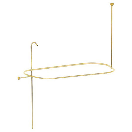 Kingston Brass Vintage Shower Riser with Rectangular Enclosure, 57" H x 57" W x 30.5" D, Polished Brass
