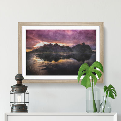 Black Sand Beach Iceland Painting - Single Picture Frame Print on MDF