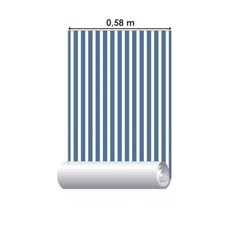 Rouleau de papier peint adhésif Daylann, Bleu / blanc, L 126 po x l 24 po