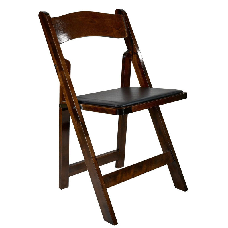 ToughWood Folding Chair with Cushion by Chivari, Fruitwood/Black