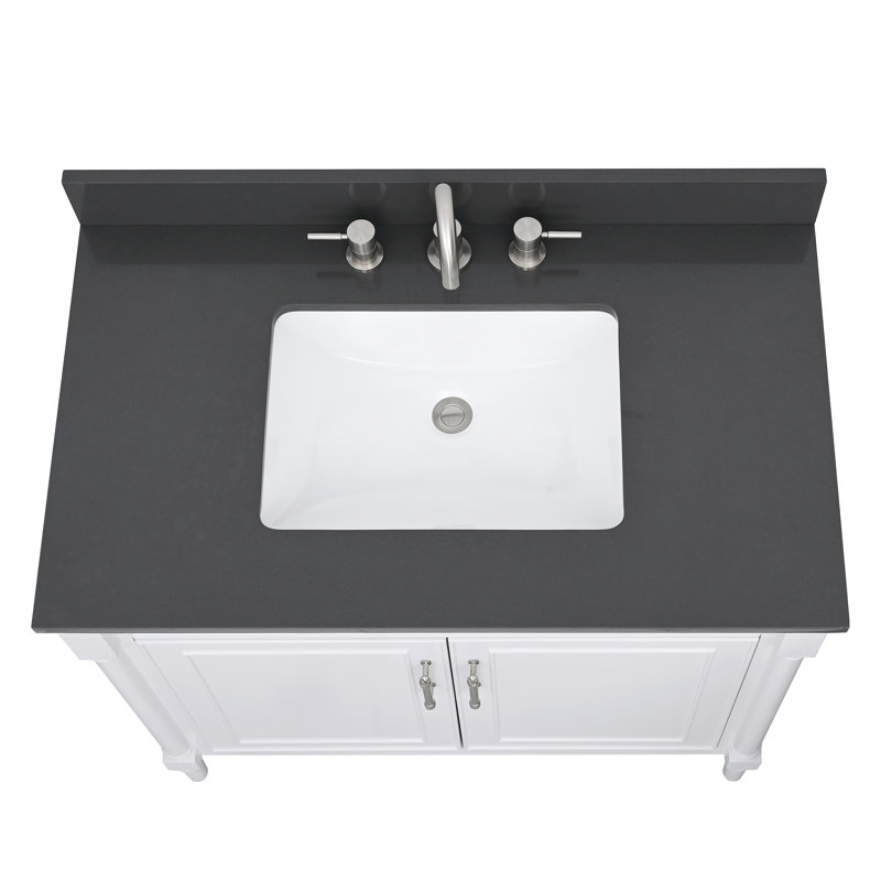 37 po Plateau en quartz blanc avec évier rectangulaire Lotte Radianz Everest, Gris Ural