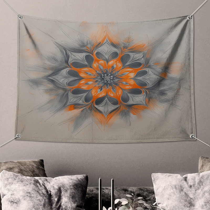 Tapisserie murale complexe «Mandala» - décoration murale Mandala, H 68 po x l 80 po avec 4 œillets