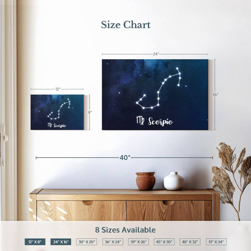 Constellation du zodiaque Adella Scorpio, H 16 po x l 24 po