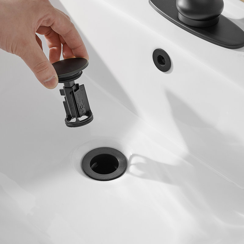 Drain escamotable de lavabo de salle de bain avec trop-plein, Bronze huilé