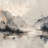 Abstract Neutral Mountain Lake Landscape Wall Mural-1971061954
