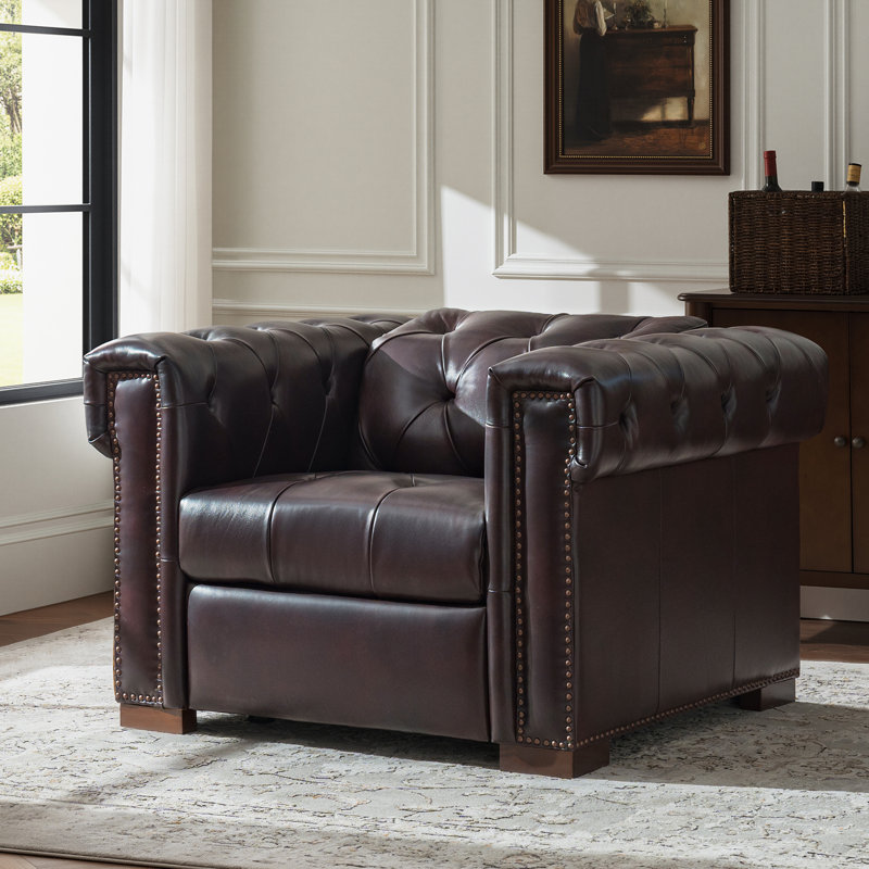 Burbank Traditional Genuine Leather Power Recliner, Espresso