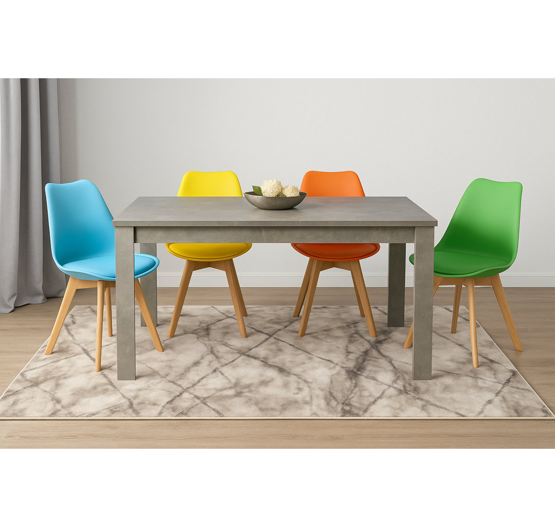 Kosy Koala 4 Seater Stone Grey Effect Wood Dining Table With Mixed Chairs - Image 5