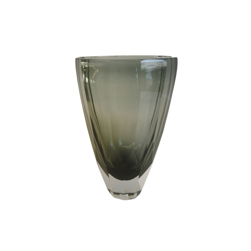 Minimalist Kaltman Glass Table Vase, Gray, 10" H x 6" W x 6" L