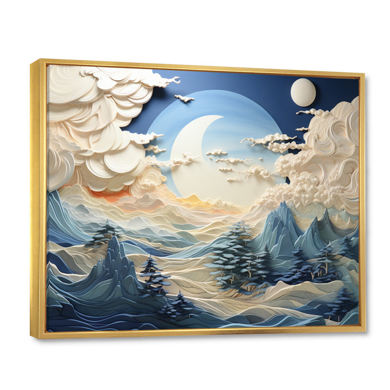 Clouds Celestial Landscape I - Landscapes Canvas Art Print, H 30 po x l 40 po x P 1,5 po, Cadre flottant doré