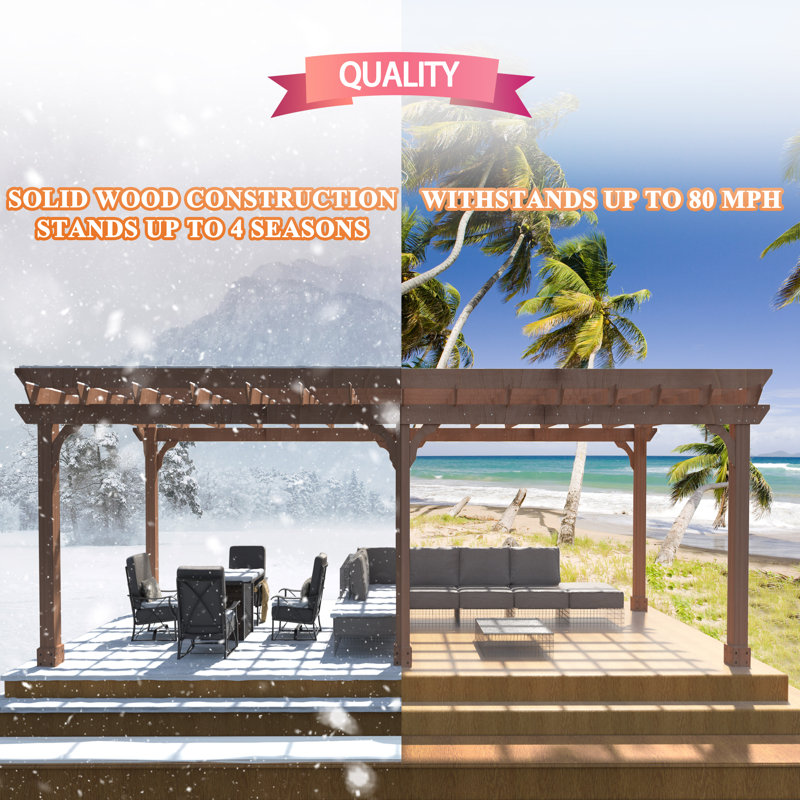Pergola en bois massif, Guirlande 20 pi l 10 pi. x P 12 pi. po