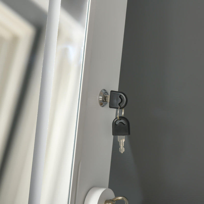 Armoire à bijoux avec miroir Deverel, Blanc