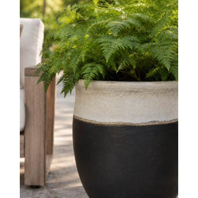 19 in. Tarsus Jar Planter - White Lava over Charcoal
