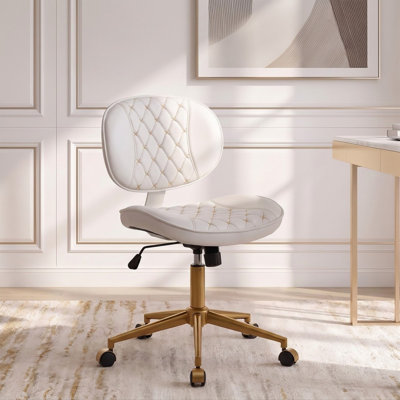 Chaise de bureau sans accoudoirs en similicuir, hauteur réglable et roulettes