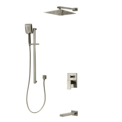 Madison 3-Way Complete Shower System with Wall-mount 12" Rainhead