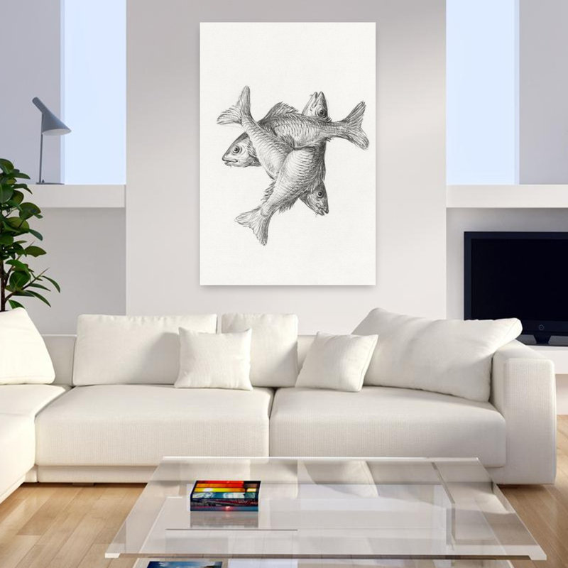 Trois poissons, art rétro classique rétro, H 48 po x l 32 po