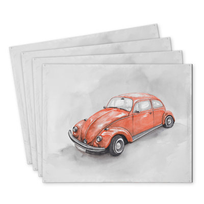 Vintage Red Beetle Polyester Roksanda Set of 4 - Home Decor