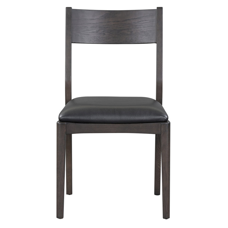 Chaise d'appoint en cuir véritable noir Daphnee