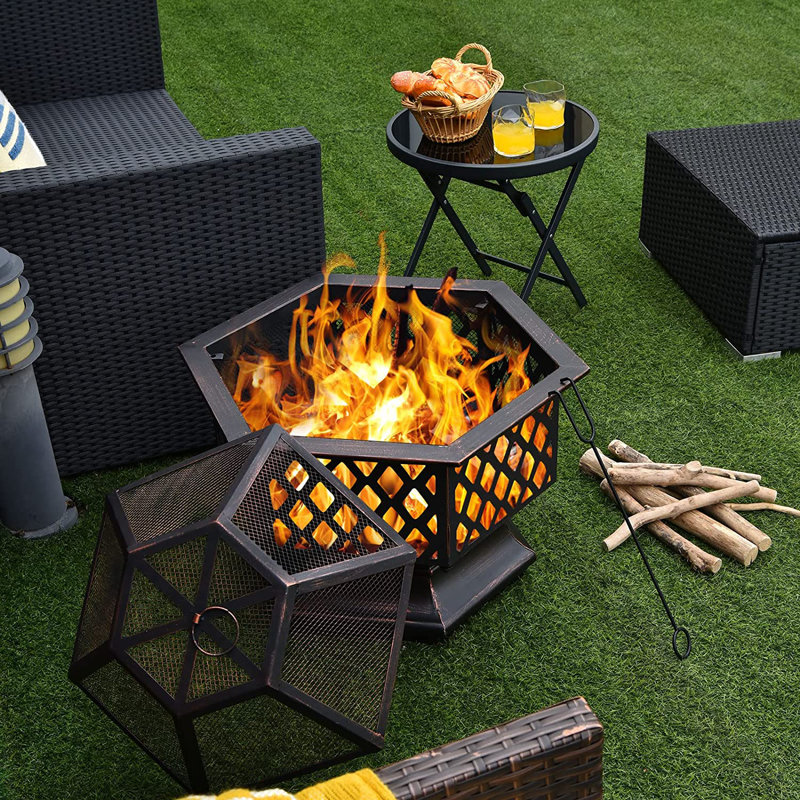 Round Iron Wood Burning Smokeless Fire Pit