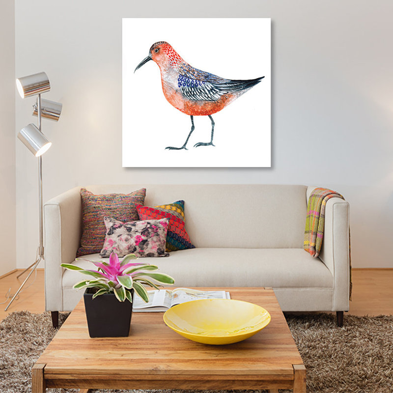 « red oiseau », impression sur toile, H 26 po x l 26 po x P 1,5 po, Pas de tapis, Toile tendue
