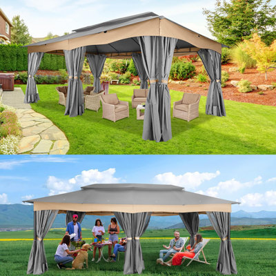 Pavillon de jardin 12 x 20 avec rideaux améliorés à l'épreuve du froid
