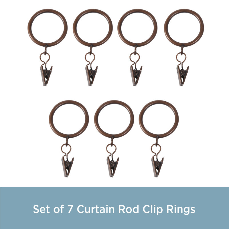 Sienna Bronze Metal Clip Rings for 1-Inch Curtain Rods