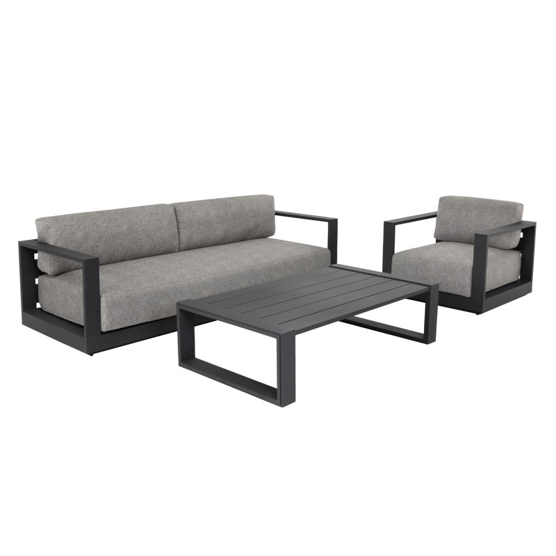 Hellevi Charcoal Aluminum Rectangular Outdoor Coffee Table