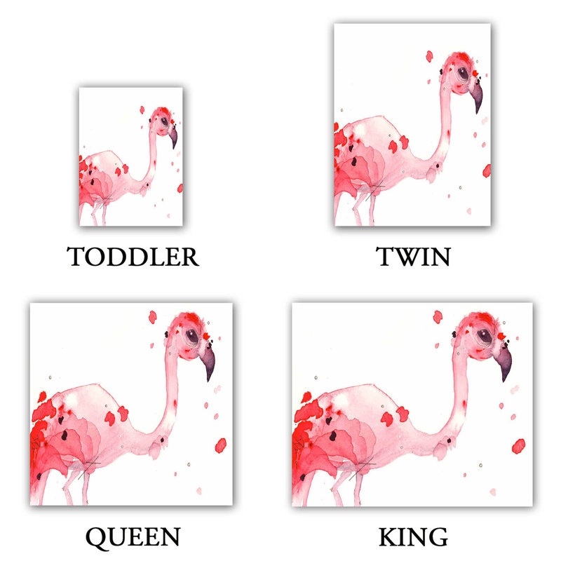 Ensemble de housse de couette flo flamant rose, 1 housse de couette grand + 2 taies standards