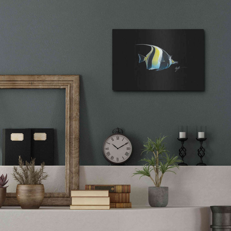 Art mural en métal Beachcrest Home ™ «Moorish Idol» par Durwood Coffey, H 12 po x l 16 po