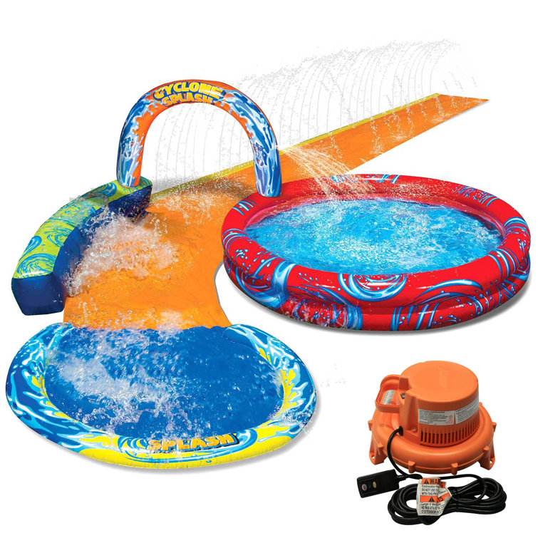 Banzai Cyclone Splash Park Inflatable with Sprinkling Slide and Water Aqua Pool