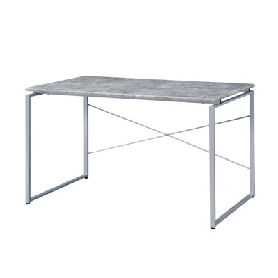Bureau d'écriture rectangulaire en faux béton avec plateau argenté